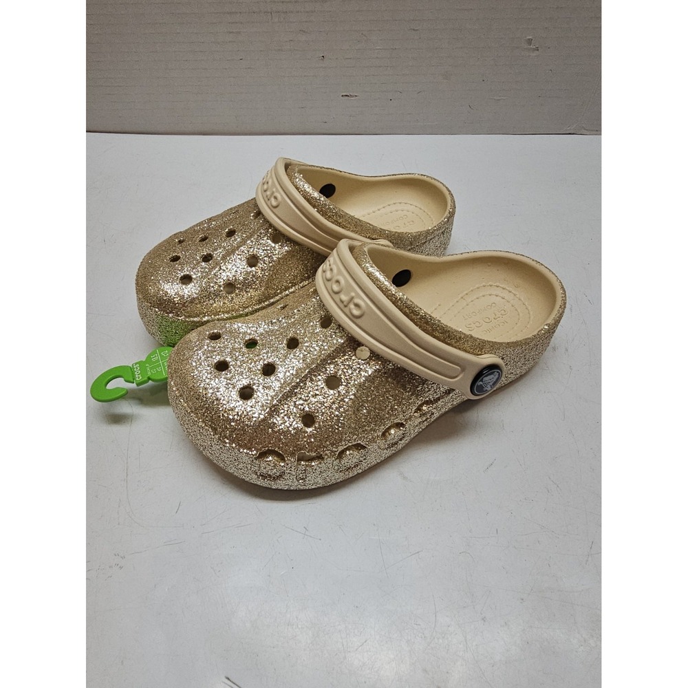 Crocs Unisex-Child Classic Glitter Clog 12C Gold